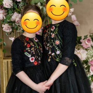 Custom Girls Black & Colored Beaded Gowns for sale