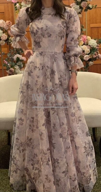Elegant and beautiful, exquisite pink floral mesh gown for rent/sale