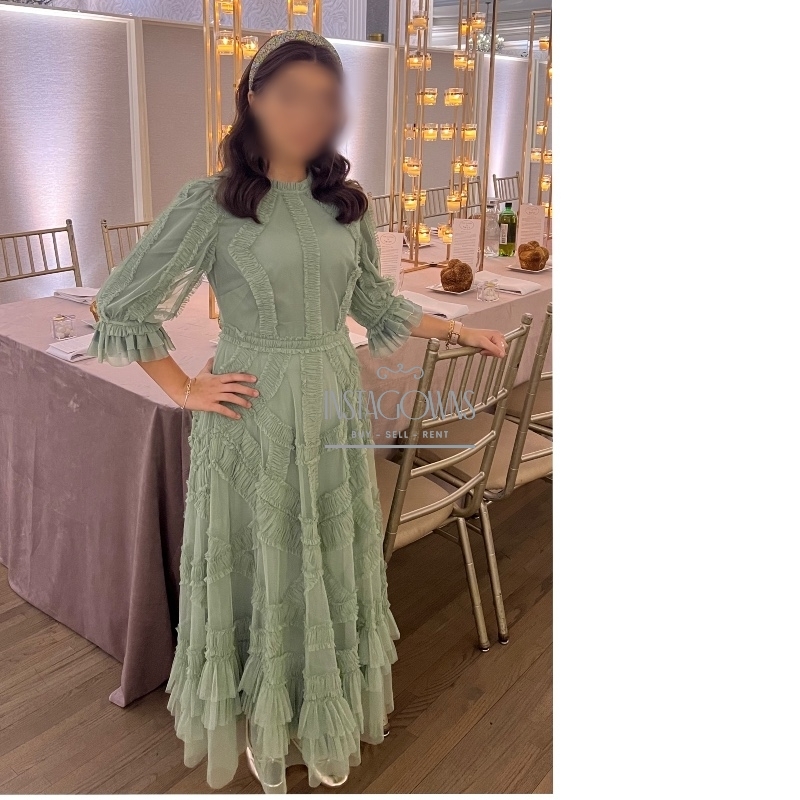 hunter green dress plus size Standards & Practices Women's Plus Size Green Crepe Knit 3/4 Balloon Sleeves Midi Shift Dress main image 1