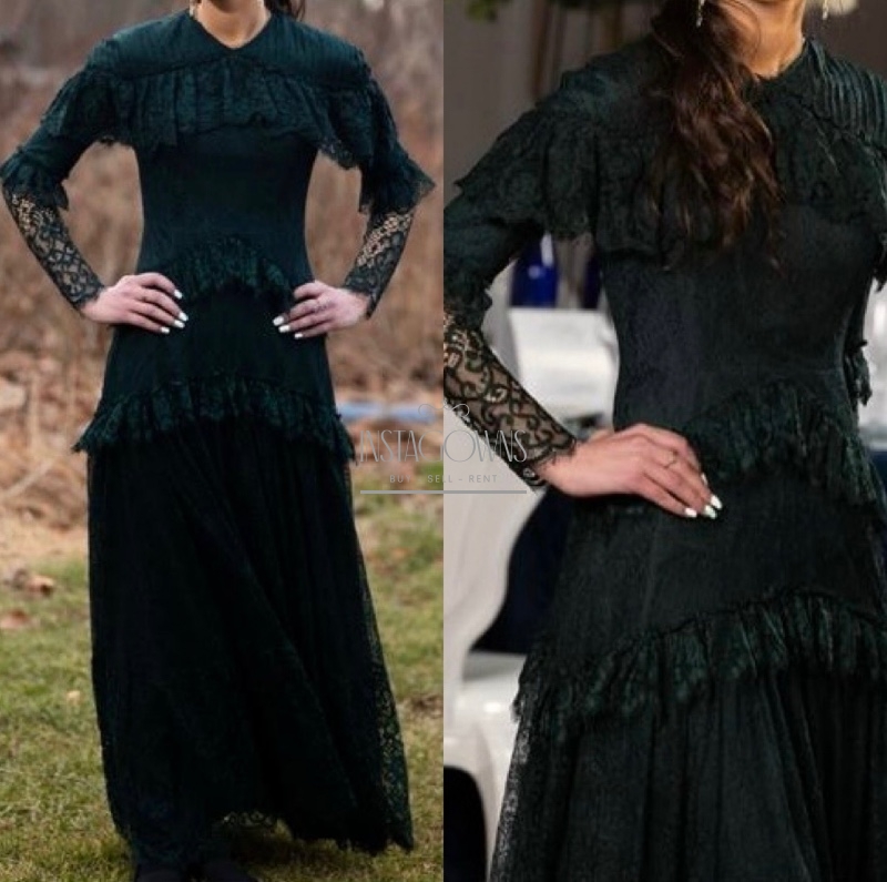 Magnificent Raquel Couture ladies green lace gown for sale