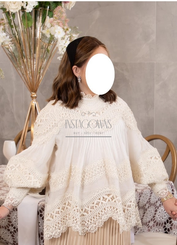 Zimmerman Ivory Lace Panel Blouse with skirt for rent
