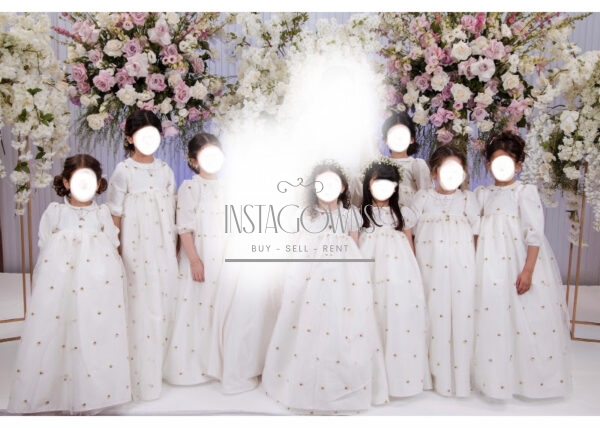 8 Custom made girls white embroidered gowns for sale