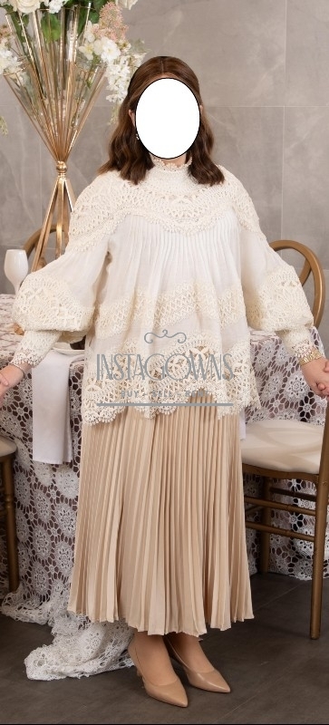 Zimmerman Ivory Lace Panel Blouse with skirt for rent