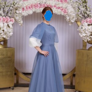 Beautiful blue Sister of the Bride gown for sale.