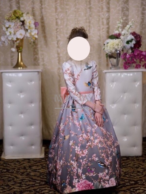 Beautiful custom grey and pink girls gown for sale