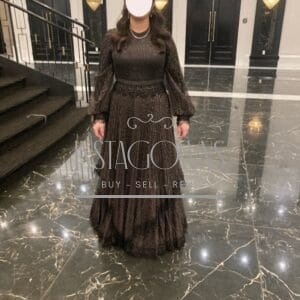 Beautiful Sister of the bride current season exquisite black and gold tulle gown for sale