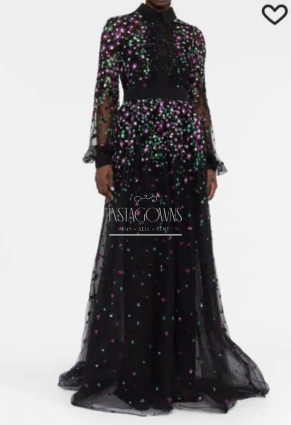 Elegant Elie Saab Black Embellished Sequin Gown For Sale