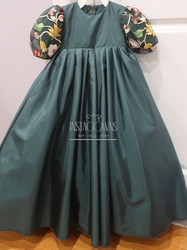 SHA-G2088 TAFFETA PLEATED BLACK&RED FLORAL DRESS