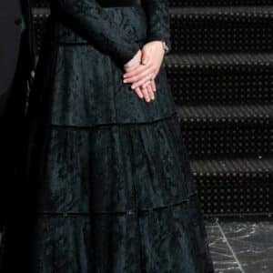Gorgeous Green Gown with a Black Velvet Detail Overlay for sale