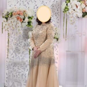 Miri Couture peach/light champagne color MOTB gown for sale
