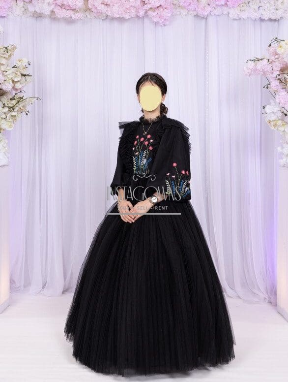 Black Embroidered Gown