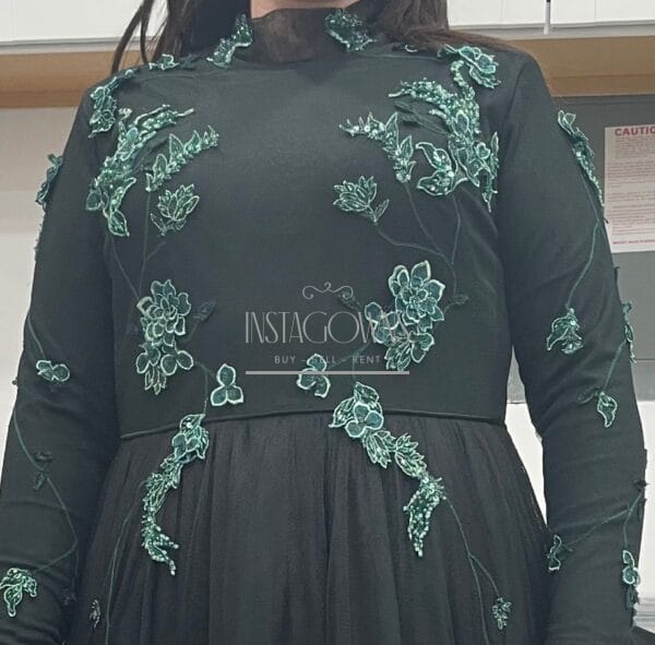 beautiful custom black /green gown for sale or rent