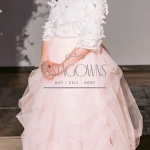 Whimsical and beautiful pink and white applique and tulle sister of the bride gown for sale