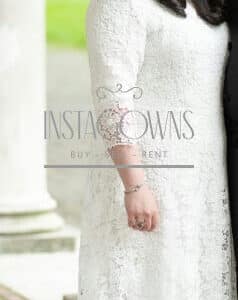 Classy White Lace Gown by Exquisite For Sale