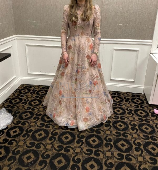 Stunning Silhouette Pink/Taupe gown for Sale