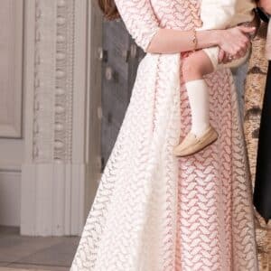 Custom design elegant pink and white overlay gown for sale