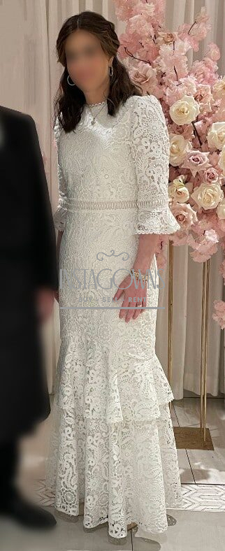 Monique Lhuillier White Lace Gown for Sale