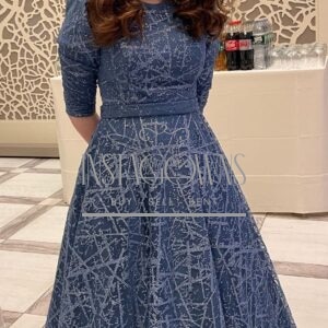 Elegant slate blue gown for sale