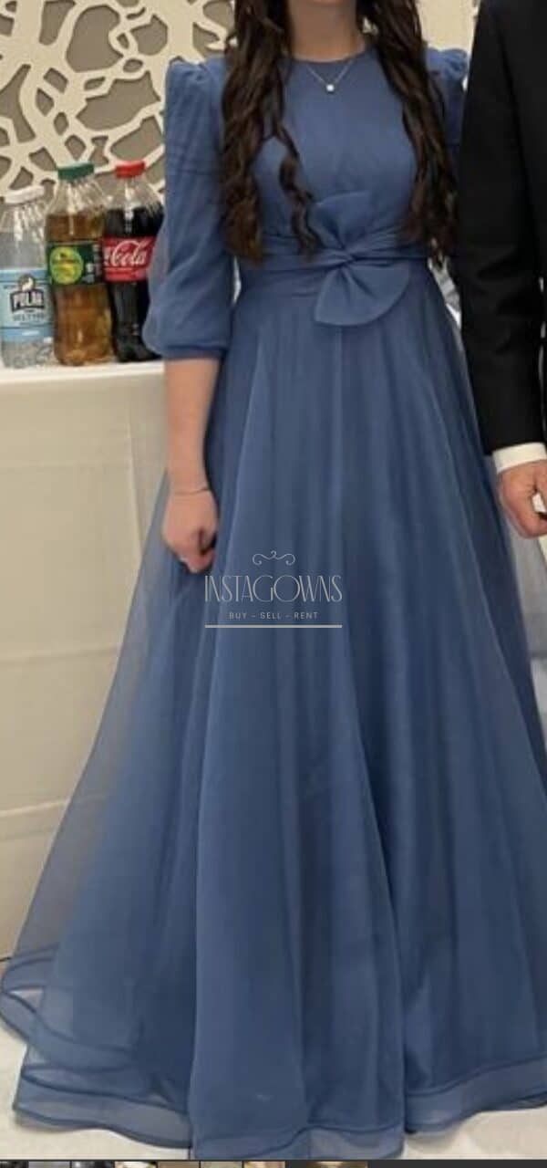 Beautiful slate blue evening gown for sale