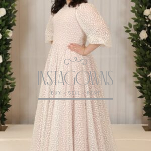 Beautiful white floral slenderizing gown for sale
