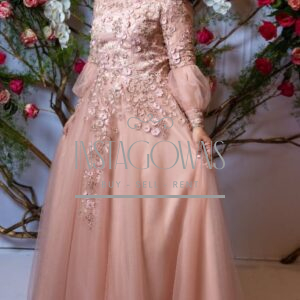 Elegant Custom Mother/Sister of the bride peach/pink tulle gown for sale