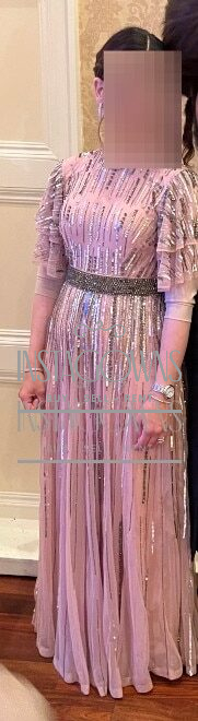Magnificent Dusty Pink Beaded Gown for sale