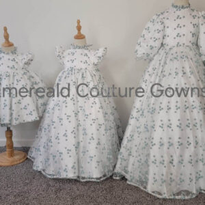 14 Brand New Magnificent Mini Embroidered Sea/Light Blue & White Floral Gowns for Sale