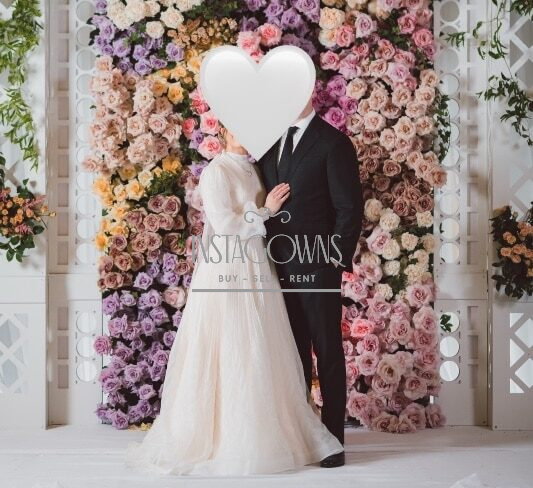 Elegant Blush Organza Gown with Bow for Sale