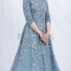 Stunning Designer Light Blue Mother or Sister Beaded Gown for Sale