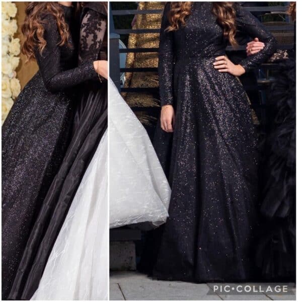 Custom by  Zoe black sparkle gown for sale or rent