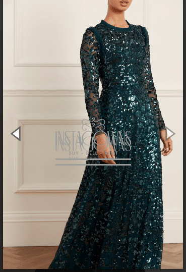 Emerald green Needle & Thread Aurelia for rent