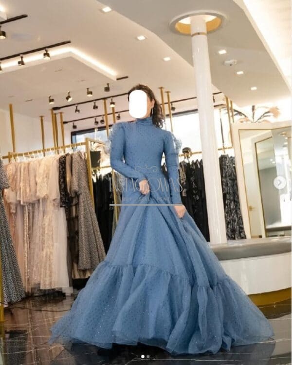 Dusty Blue Exquisite Gown for Sale