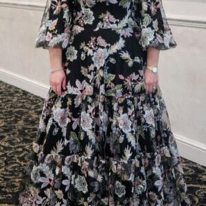 Slenderizing black/multi gown for sale or rent