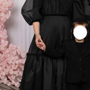 Stunning timeless custom made black gown for sale