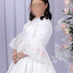 Stunning White Lace Gown with Pink Flowers for Sale