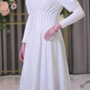 Clea White Summer Velvet Midi Dress for sale