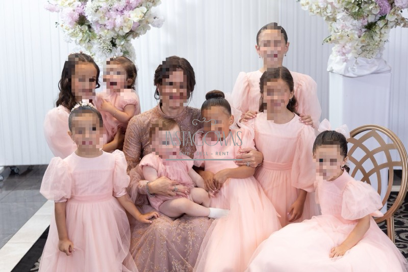 Stunning Set of Pink Organza Girls Gowns For Sale