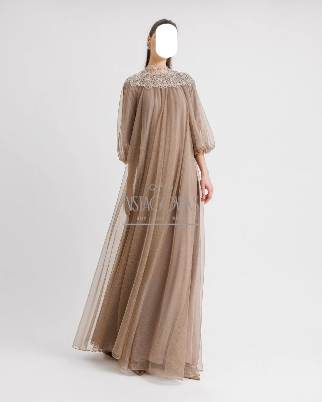 Designer Gemy Maalouf Lace Neckline Maternity Gown for Sale