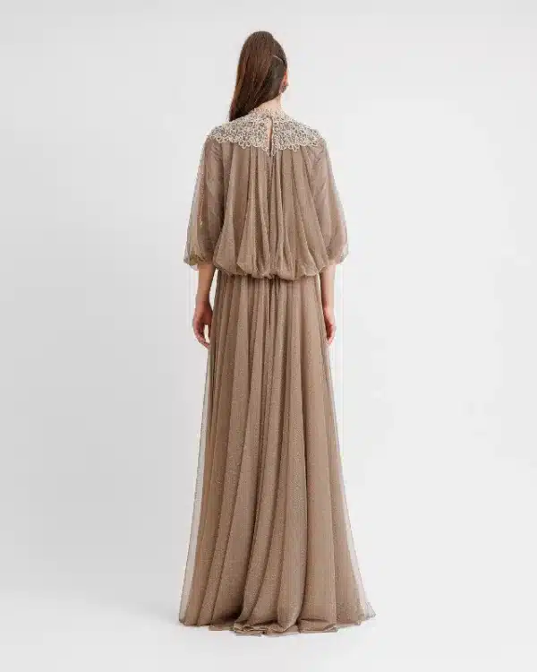 Designer Gemy Maalouf Lace Neckline Maternity Gown for Sale