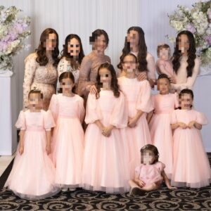 Stunning Set of Pink Organza Girls Gowns For Sale