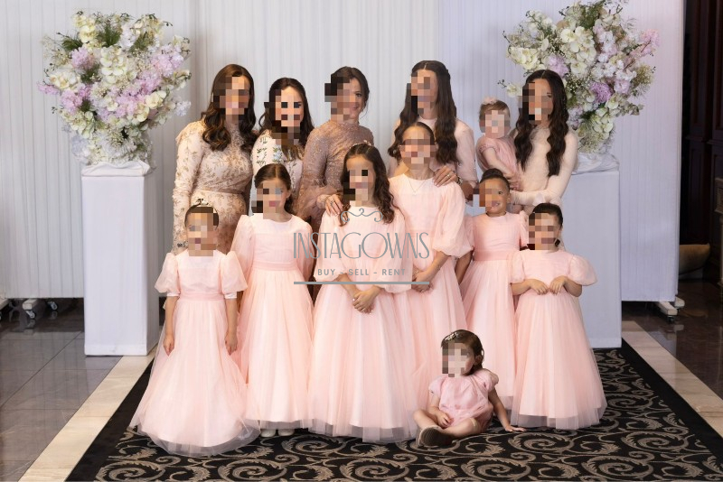 Stunning Set of Pink Organza Girls Gowns For Sale