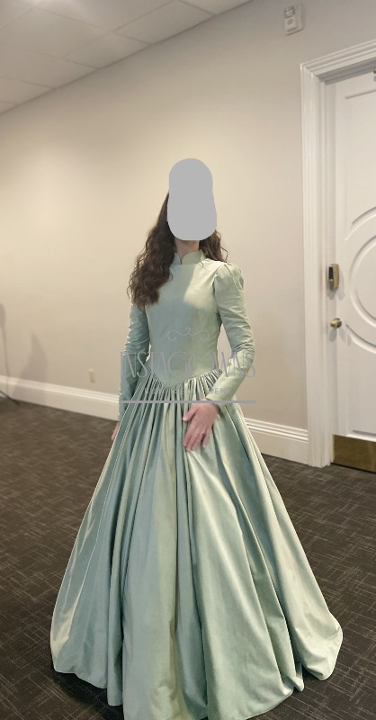 Soft Sage Green Velvet - Sister of the Bride- Gown for Rent / Sale