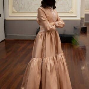 Alexis Mabille mauve silk satin gown for sale