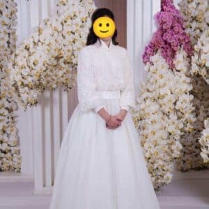 Custom Designer STUNNING sister of the bride white lace-organza gown for sale