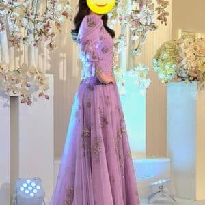 Lavender designer beaded sister of the bride gown for sale.