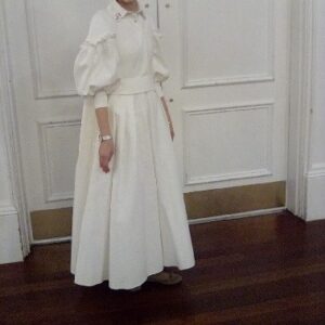 Beautiful custom ivory linen sister of the bride teen gown for sale or rent