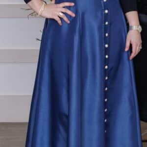 Custom made, designer look Dusty blue gown for sale or rent