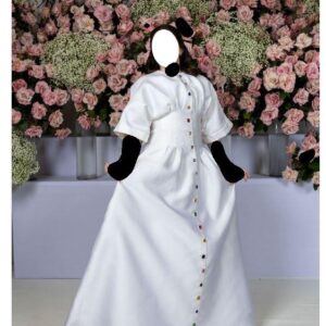 STUNNING Carolina Herrera custom white sister of the bride gown with colored stones for sale