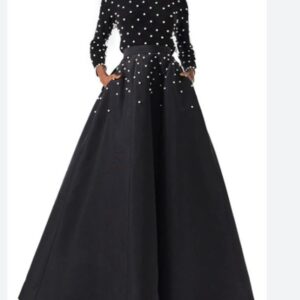 Black Wool & Taffeta Gown for sale
