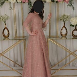 Beautiful beaded blush organza gown for sale